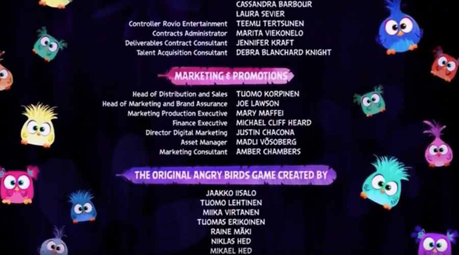 Angry Birds movie credits